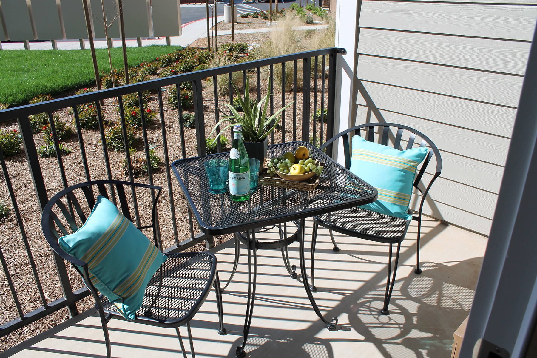 Model Patio at The Lodge at Morgan Hills Apartments in Morgan Hill CA